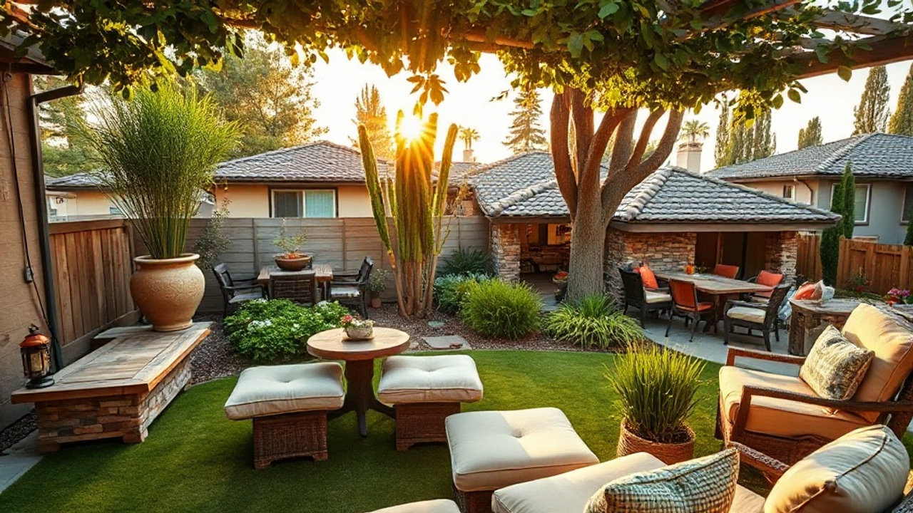Before and after landscape design upgrade showing drought-tolerant plants and walkway lighting in San Diego